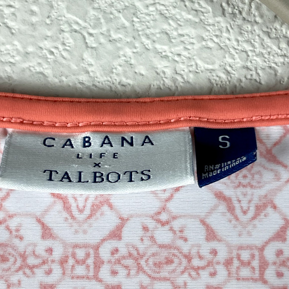 Cabana Life x Talbots Dress Womens Small Orange Geometric Tassel Strechy - Picture 6 of 12